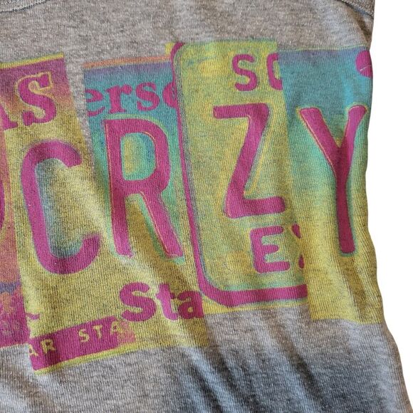Steve Madden Small to Medium "Mad Crzy" Gray Tank Top Pink Yellow Blue Good - Picture 11 of 11